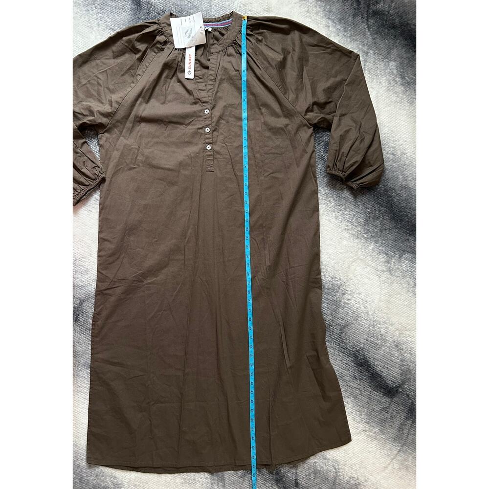 NWT Sundry Raglan Cotton Woven Henley Knee Length Brown Dress Size XL 4 Boho - Picture 12 of 16